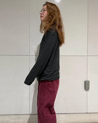 Turtleneck striped long-sleeve T-shirt