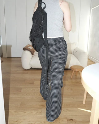 Checked parachute pants