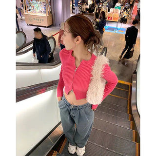 Rib-knit zip-up