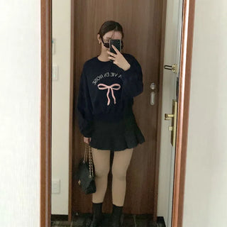 Ribbon print sweatshirt