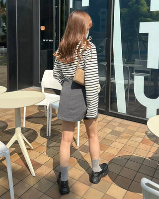 Boat neck long-sleeve T-shirt