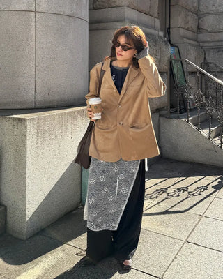 Loose-fit suede jacket
