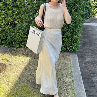 Satin long skirt