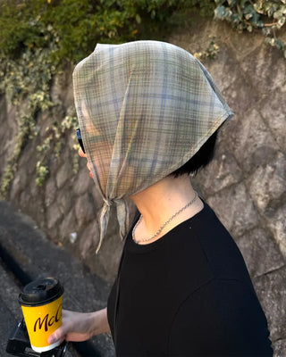 Checked sheer scarf