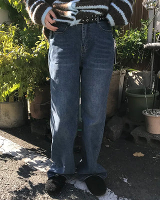 Straight denim pants