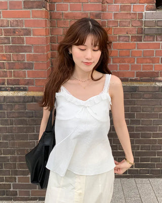 Frilled tie sleeveless dress