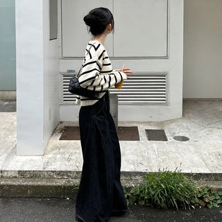 Striped button cardigan