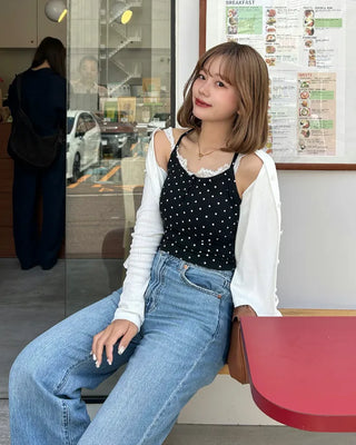 Cup-attached polka dot camisole