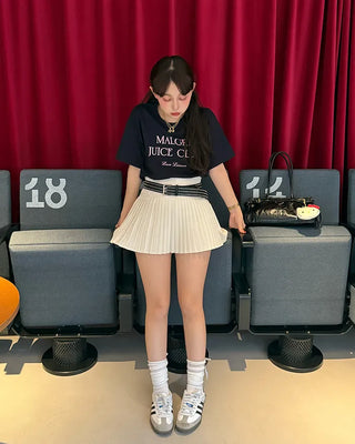 Slim pleated mini skirt
