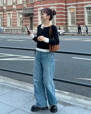 Layered long-sleeve T-shirt