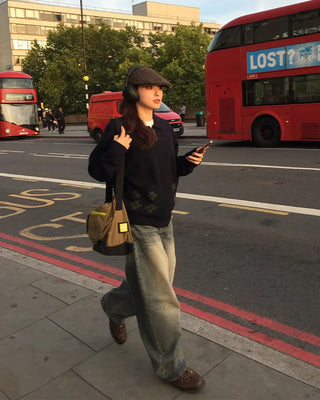 Wide denim pants