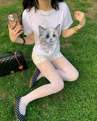 Cat print T-shirt