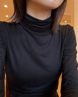 Cropped basic turtleneck T-shirt