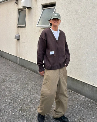 Curved cotton pants
