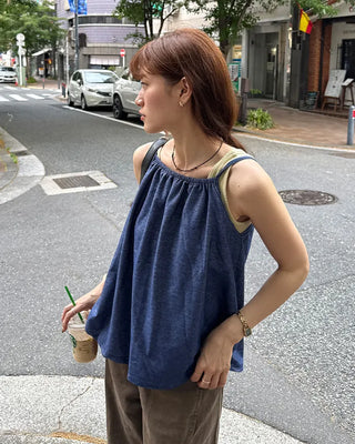 Denim ribbon camisole