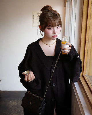 Oversized Button Long Cardigan