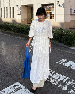 Button lace long dress
