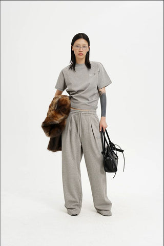 [MASONPRINCE] Cotton Pleated Wide Leg Sweatpants