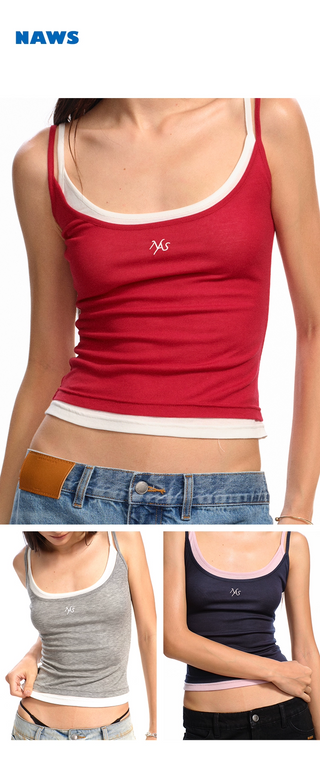 [NOTAWEAR] Faux Two-piece Cami Top