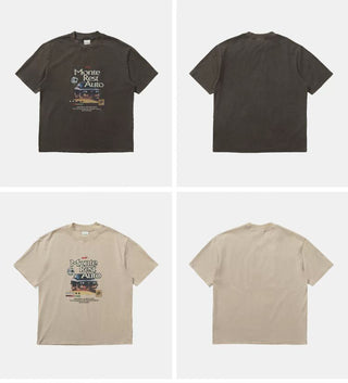 [Monterest] Washed Cotton Racing Print T-Shirt