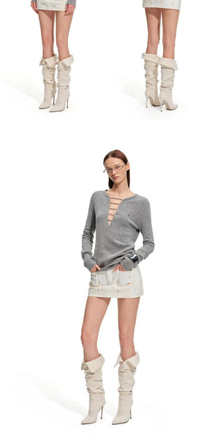 [NOTAWEAR] Alpaca Wool Blend Deep V-Neck  Sweater