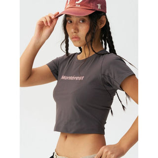[Monterest] Quick-Dry Slim Fit Logo Crop Top