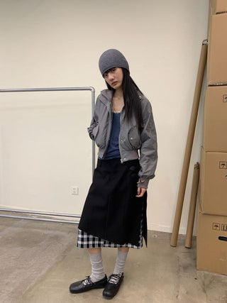NEVERSEEZ Checkered Patchwork Skirt