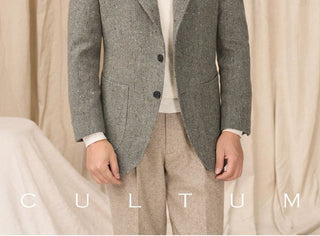 [CULTUM] Wool Blend Herringbone Blazer