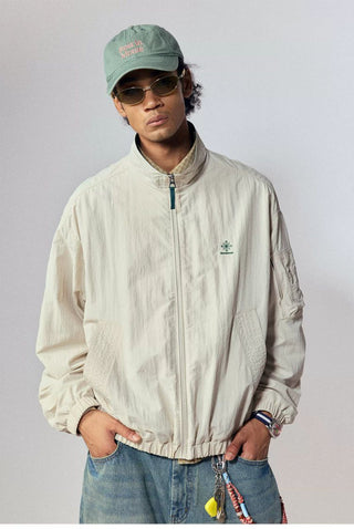 [Monterest] Water-Resistant Contrast Collar Zip Jacket