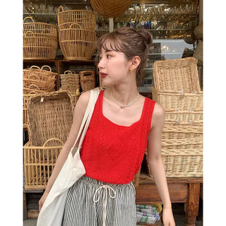 Linen Square Sleeveless Knit