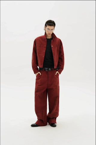 [MASONPRINCE] Washed Cotton Work Jacket & Pants Set