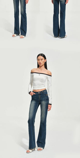 [NOTAWEAR] Wave Washed Slim Straight Jeans
