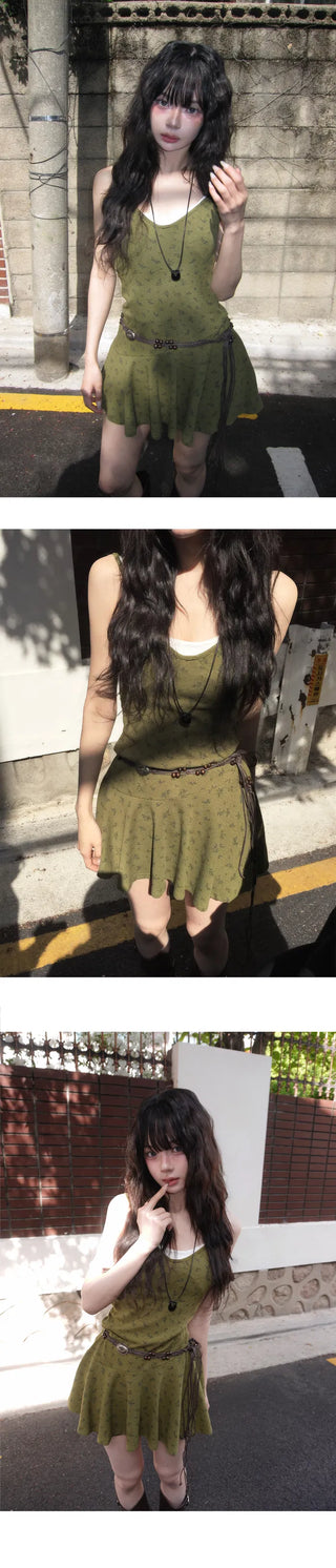 Green Tea Parfait Floral Mini Dress