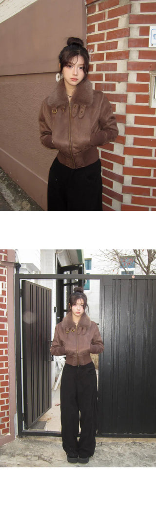 Model Recommendation: Elin Crop Banding Fur Shearling Jacket