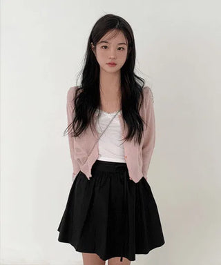 Yuzu 4-button cherry blossom cardigan - 4 colors