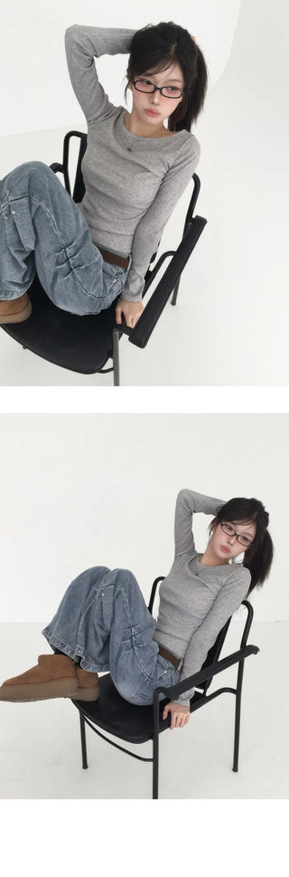 Select sleeve size/neckline MOMU BASIC long-sleeved T-shirt - 4 colors