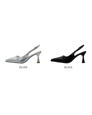 Pointed-toe stiletto slingback heels