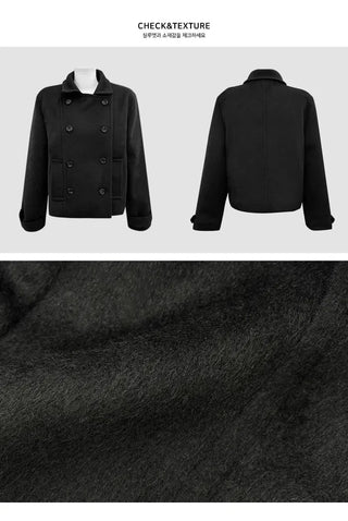 Double collar wool half coat - 3 colors