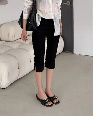 Wedge mules with buckles