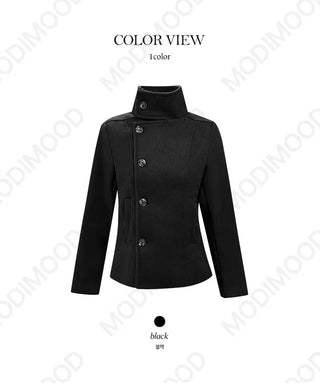 Slim-fit half-double high-neck wool coat - 1 color