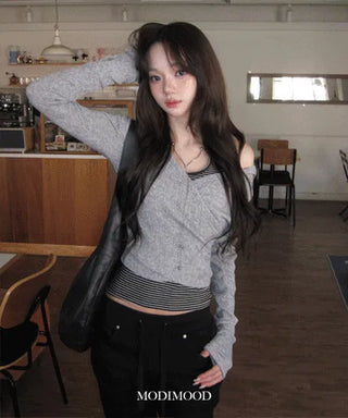 Clean Ribbed Hooded Off Knitwear - 4 colors