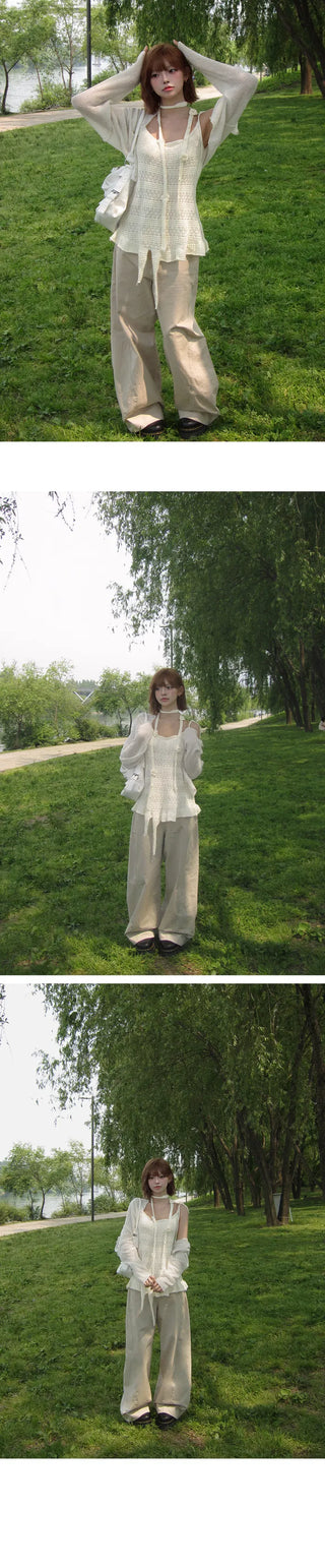 Rose Knit Summer Knitwear Layered ops-3color