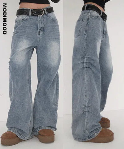 Wiki Buckle Side Pintuck Semi-Wide Pants - 3 Colors