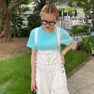 Colored cropped short-sleeved T-shirt