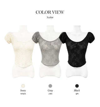 Dofuin Puff Lace Top - 3 colors