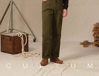 [CULTUM] Washed Cotton Cavalry Twill Straight Pants