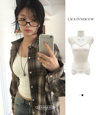 Oji Lace Ribbed Inner Sleeveless - 2 colors