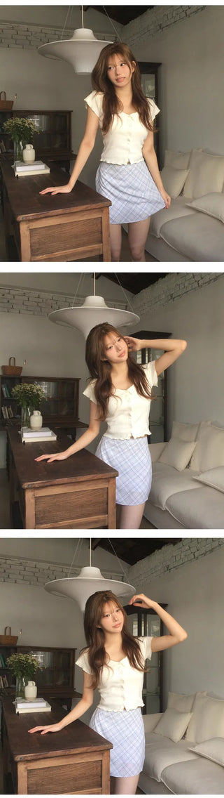 Mulan Punching Short Sleeve Cardigan - 4 Colors