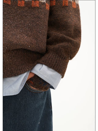 MASONPRINCE Fair Isle High-Neck Half-Zip Sweater