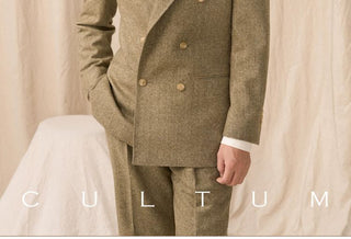 [CULTUM] Wool Blend Herringbone Double-Breasted Suit